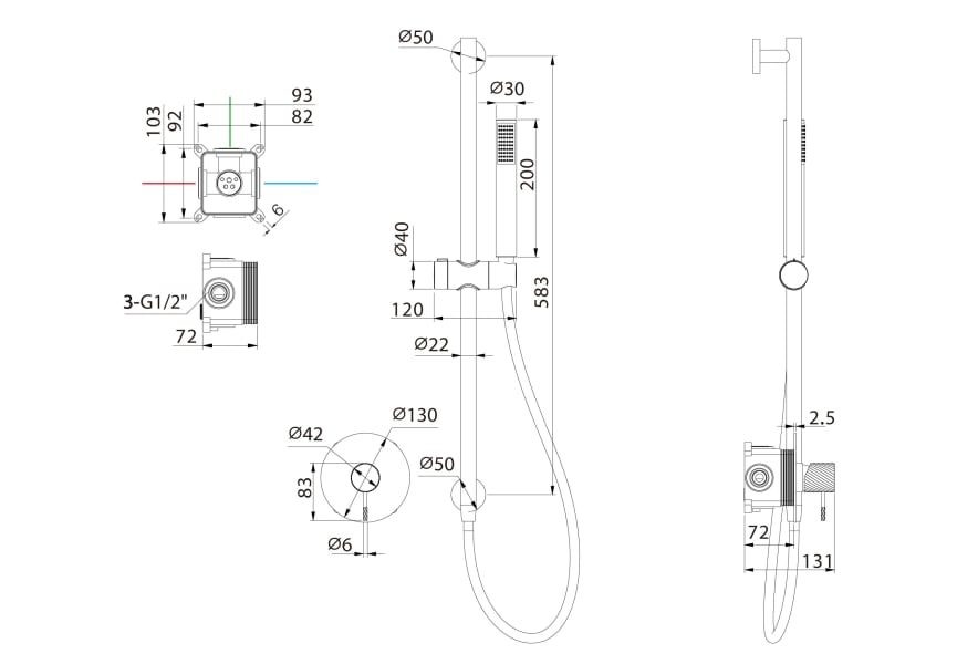 Mitigeur de douche encastré Bless Imex croquis 9