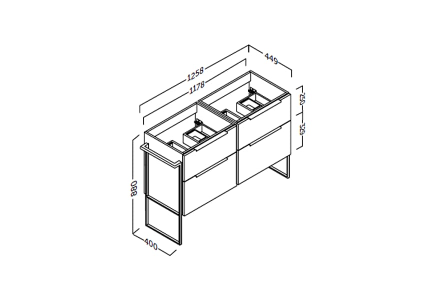 Meuble de salle de bains Galsaky industrial Coycama croquis 5