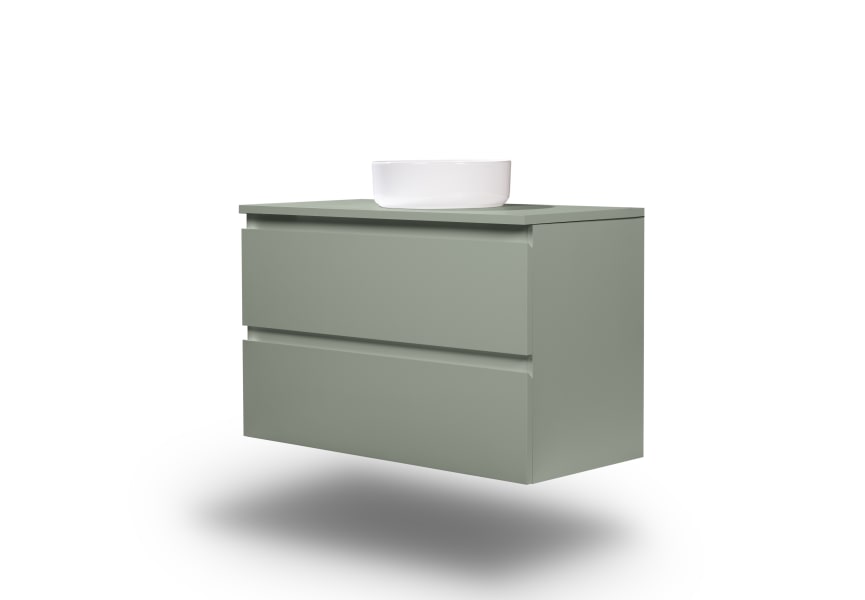 Meuble de salle de bains MDF laqué avec plan de toilette en bois Vilma Bruntec principal 6