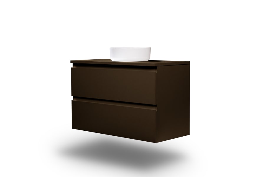 Meuble de salle de bains MDF laqué avec plan de toilette en bois Vilma Bruntec principal 12