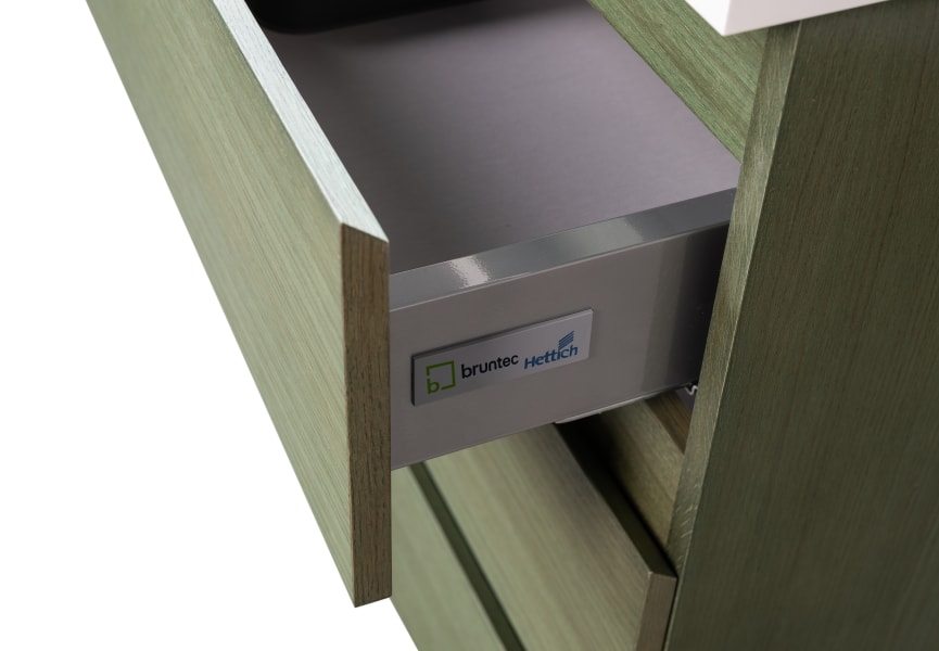 Meuble de salle de bains MDF laqué avec plan de toilette en bois Vilma Bruntec détail 24