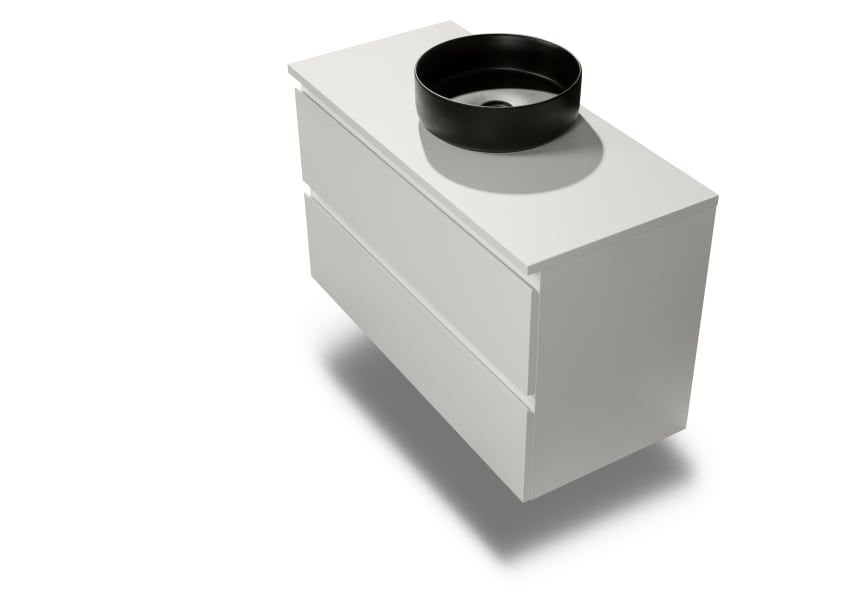 Meuble de salle de bains MDF laqué avec plan de toilette en bois Vilma Bruntec détail 25