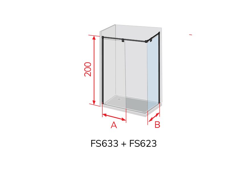 Paroi de douche d'angle Fresh Salomon Kassandra FS633 + FS623 croquis 4