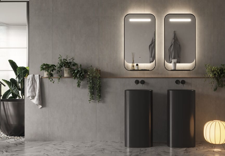 Miroir de salle de bain avec éclairage LED et chargeur de téléphone portable Concept Ledimex principal 1