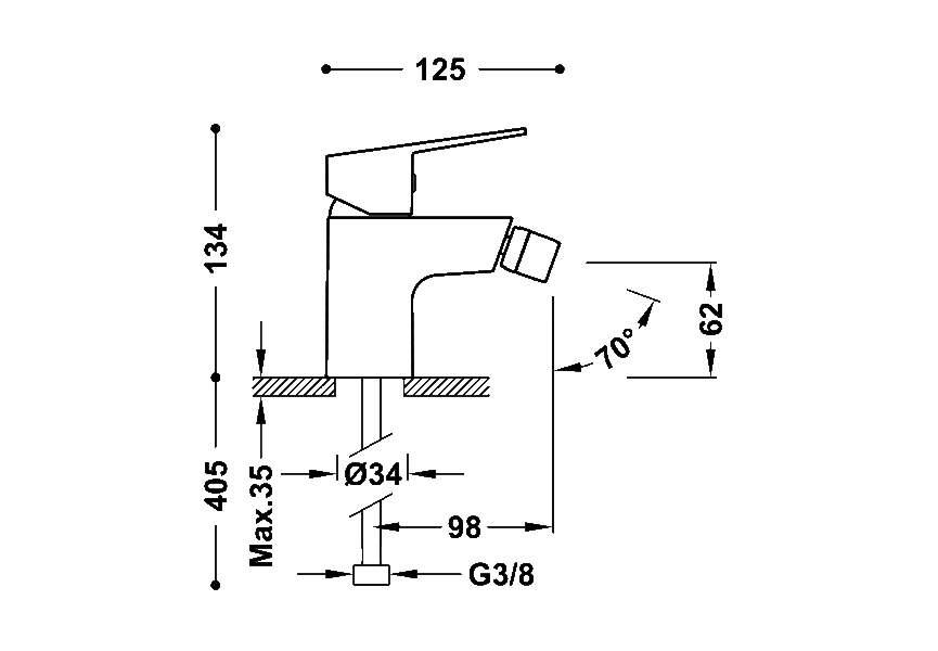 Robinet de bidet Base Tres croquis 1