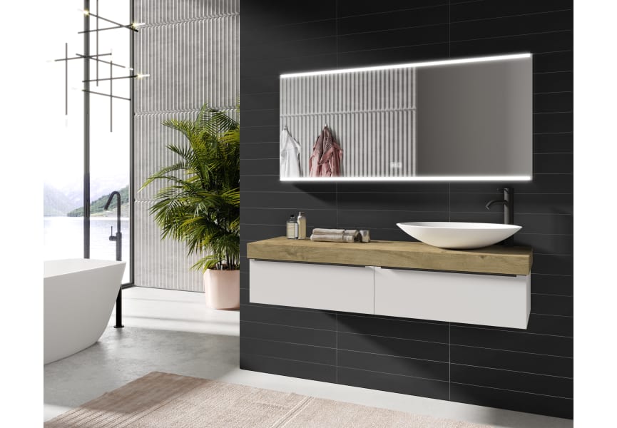 Meuble de salle de bains avec plan de toilette en bois Landes Coycama principal 0