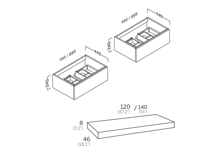 Coycama Landes meuble de salle de bain en bois avec plan de toilette en bois croquis 4