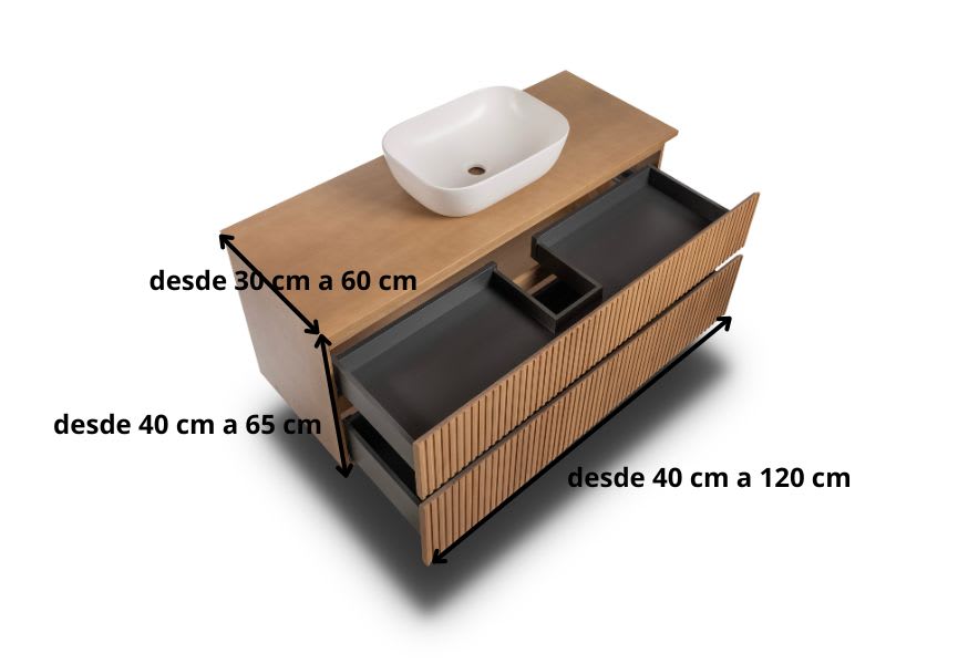 Meuble de salle de bains en bois massif sur mesure avec plan de toilette en bois Alpes 1 Bruntec croquis 7