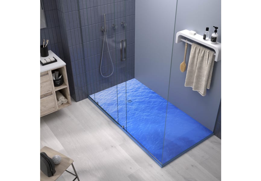 Receveurs de douche en résine décorés Design 3D Bleu Bruntec environnement 4