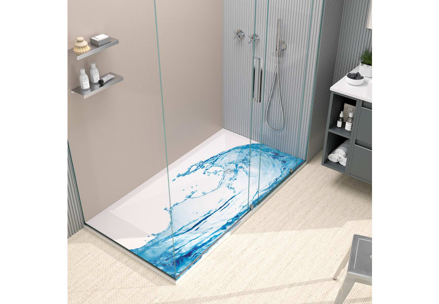 Receveurs de douche en résine décorés Design 3D Blue Bruntec environnement 1