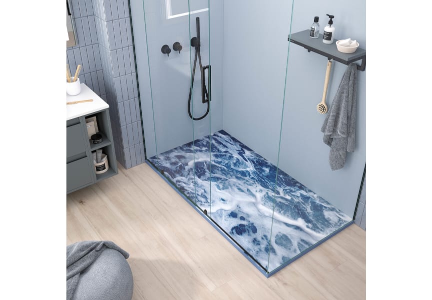 Receveurs de douche en résine décorés Design 3D Blue Bruntec environnement 3