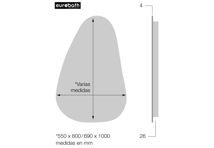 Eurobath Arequipa Miroir de salle de bains LED avec éclairage croquis 6