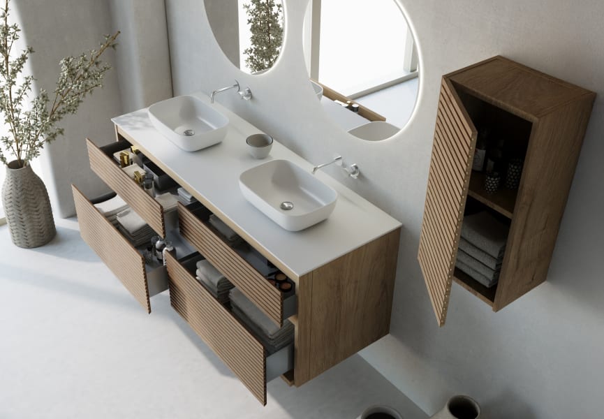 Meuble de salle de bains avec plan de toilette Alpes 9 Bruntec détail 2