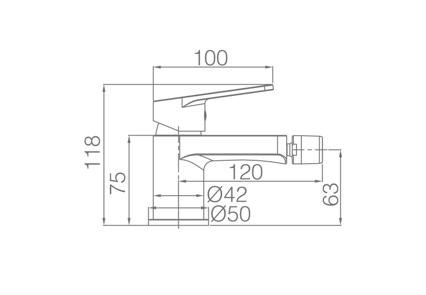 Robinetterie de bidet Teide Imex croquis 2