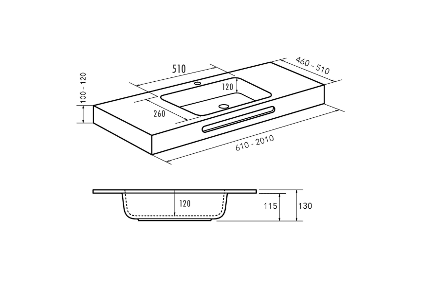 Lavabo encastré Illice Bruntec croquis 2