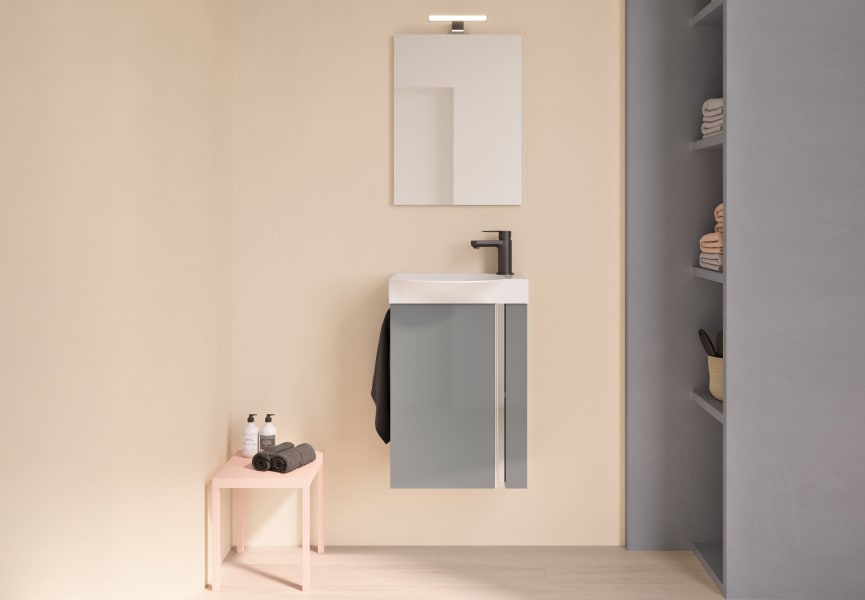 Ensemble complet de meubles de salle de bains à profondeur réduite 34 cm Elegance Royo principal 1