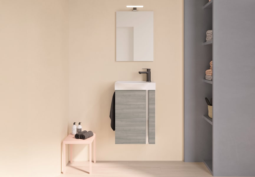 Ensemble complet de meubles de salle de bains à profondeur réduite 34 cm Elegance Royo principal 3