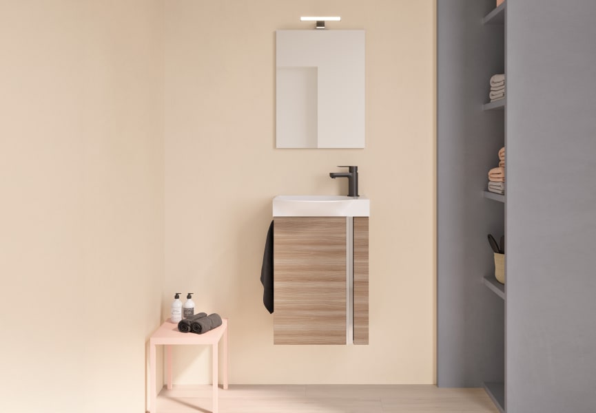 Ensemble complet de meubles de salle de bains à profondeur réduite 34 cm Elegance Royo principal 4