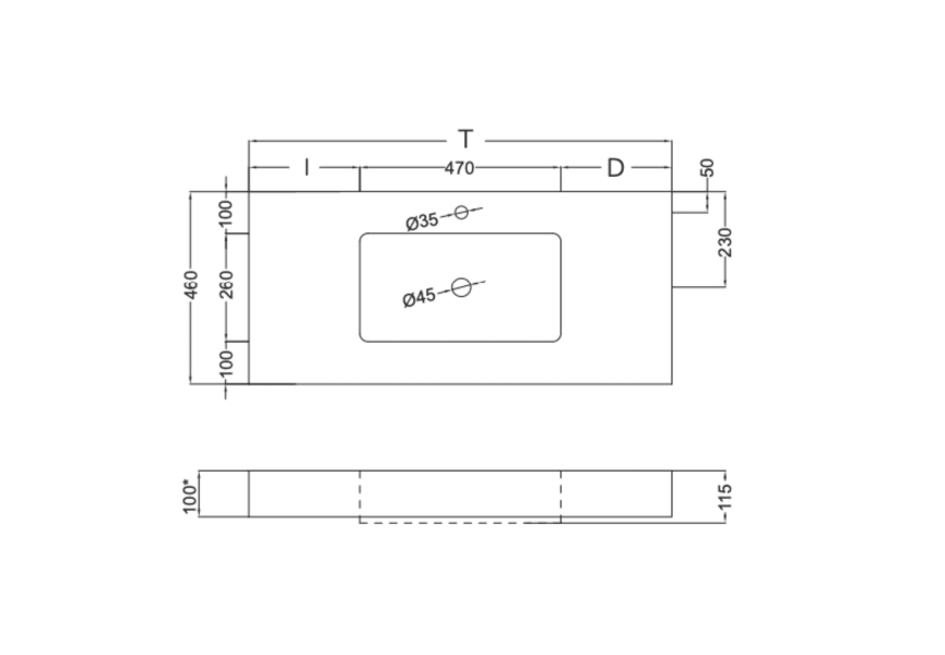 Lavabo suspendu Coycama Ambar croquis 4