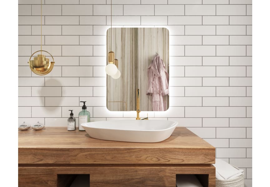 Miroir de salle de bains avec éclairage LED Drako Bruntec principal 1