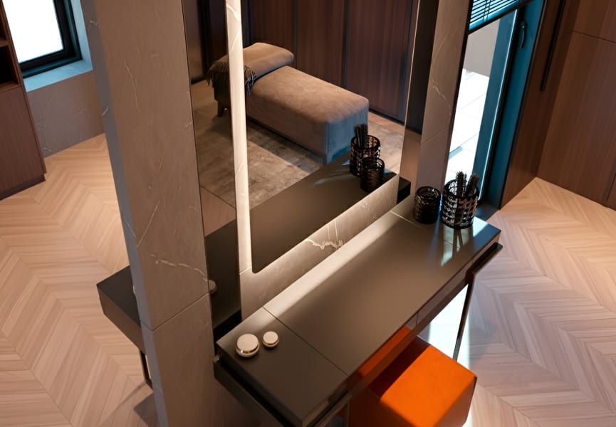 Miroir de salle de bains avec éclairage LED Drako Bruntec détail 3