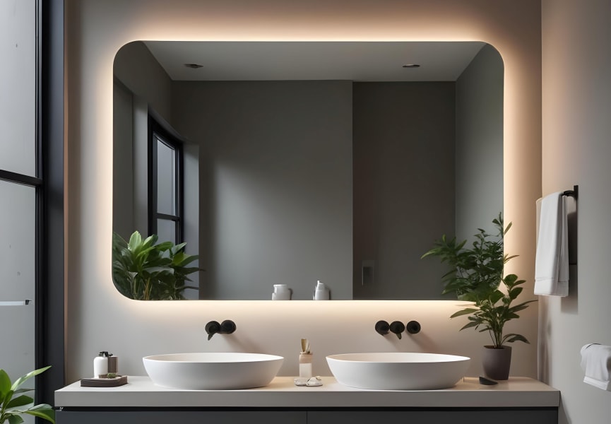 Miroir de salle de bains avec éclairage LED Drako Bruntec principal 0