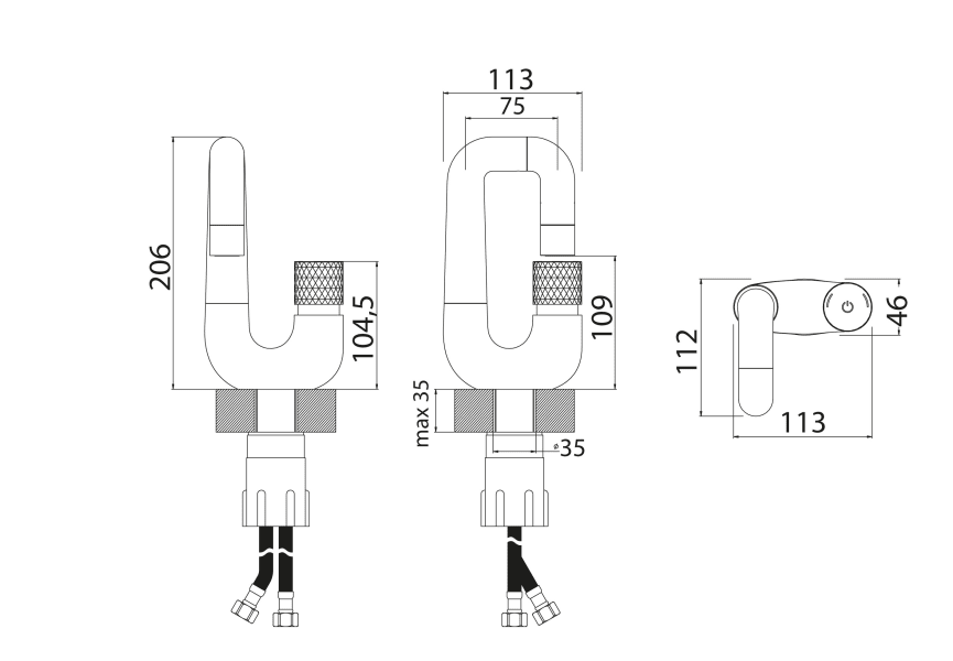Robinet de lavabo Silencio Tiempo croquis 4