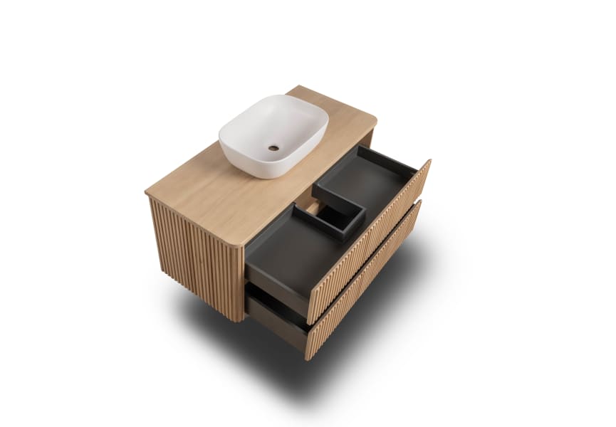 Meubles de salle de bains avec comptoir en bois massif Baviera Bruntec détail 5