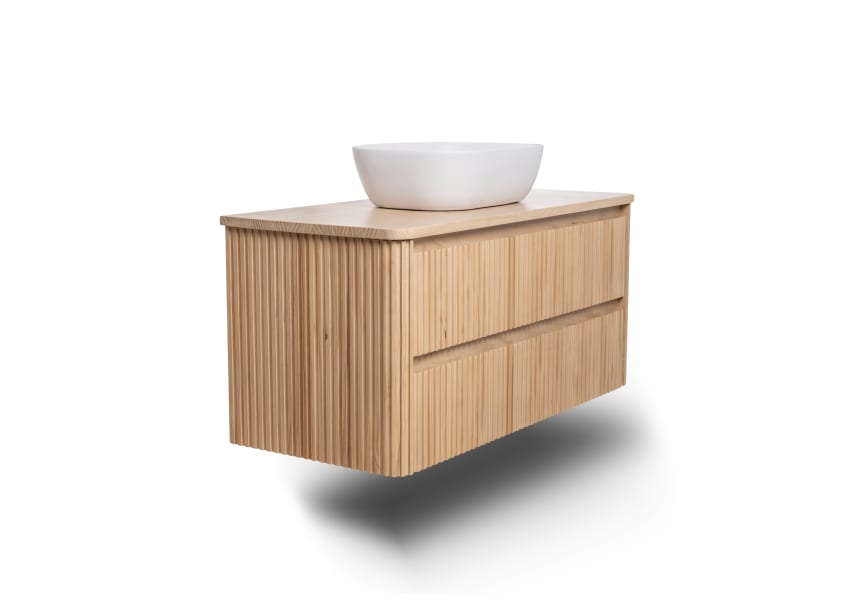 Meubles de salle de bains avec comptoir en bois massif Baviera Bruntec détail 3