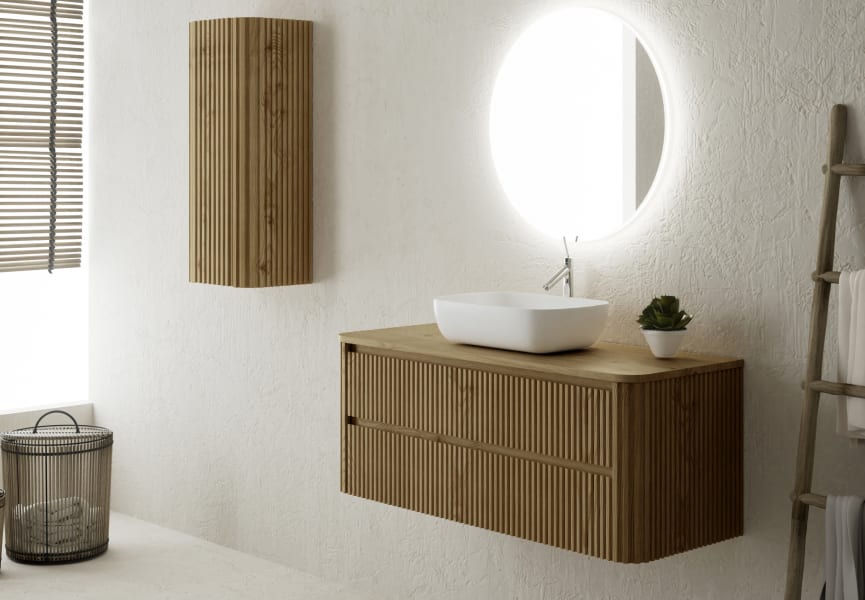 Meubles de salle de bains avec comptoir en bois massif Baviera Bruntec principal 0