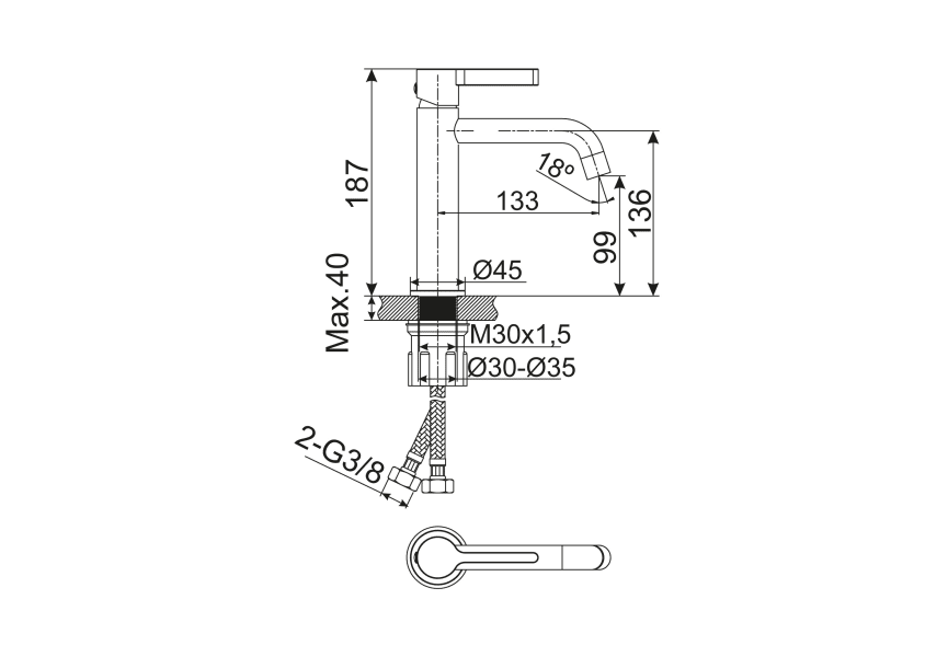Robinet de lavabo en Bambú par Lluvibath croquis 5