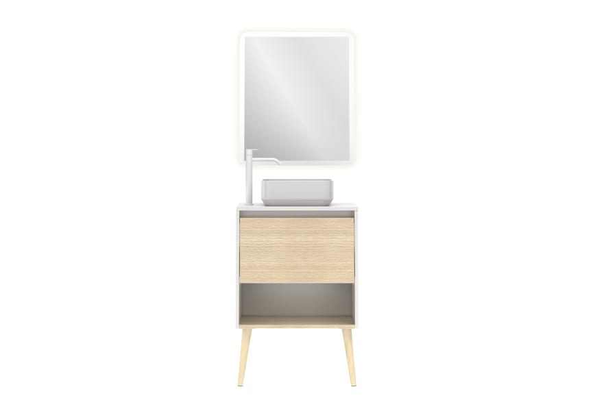 Nara Top Amizuva Ensemble meuble de salle de bains avec lavabo sur plan de toilette 3D 4