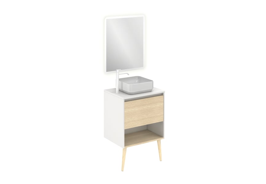 Nara Top Amizuva Ensemble meuble de salle de bains avec lavabo sur plan de travail 3D 5