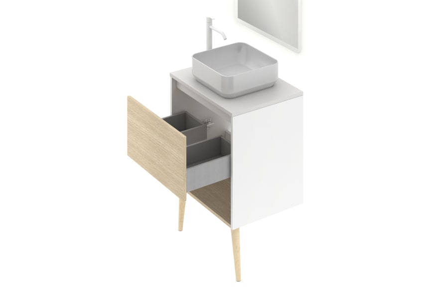 Nara Top Amizuva Ensemble meuble de salle de bains avec lavabo sur plan de toilette détail 2