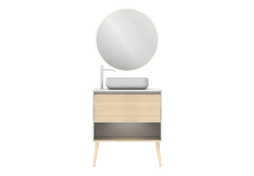 Nara Top Amizuva Ensemble meuble de salle de bains avec lavabo sur plan de toilette 3D 6