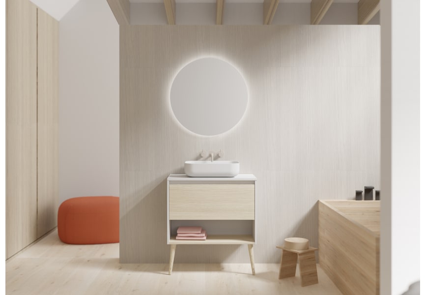 Nara Top Amizuva Ensemble meuble de salle de bains avec lavabo sur plan de toilette principal 0