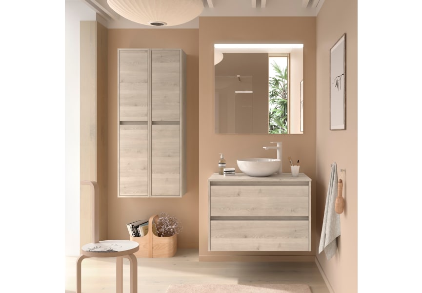 Ensemble de meubles de salle de bains avec plan de toilette en bois Noja Salgar principal 3