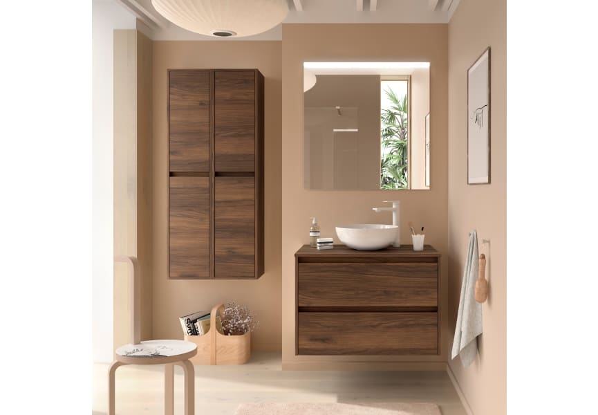 Ensemble de meubles de salle de bains avec plan de toilette en bois Noja Salgar principal 1