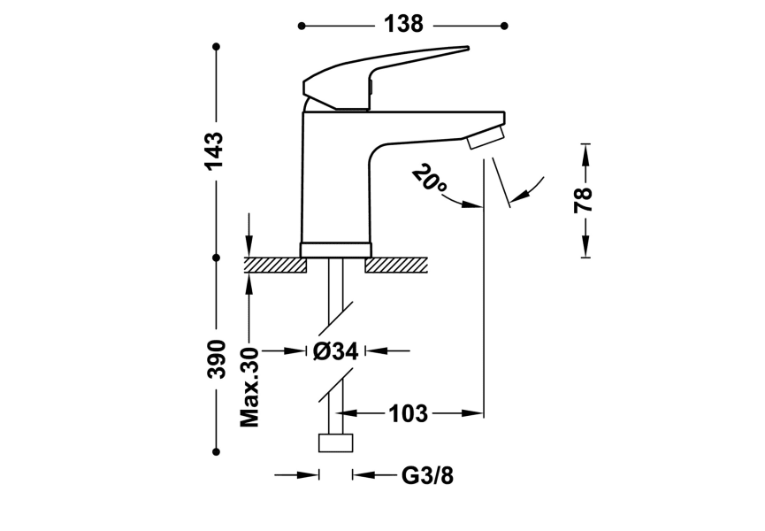 Robinetterie de lavabo Base Plus Tres croquis 2