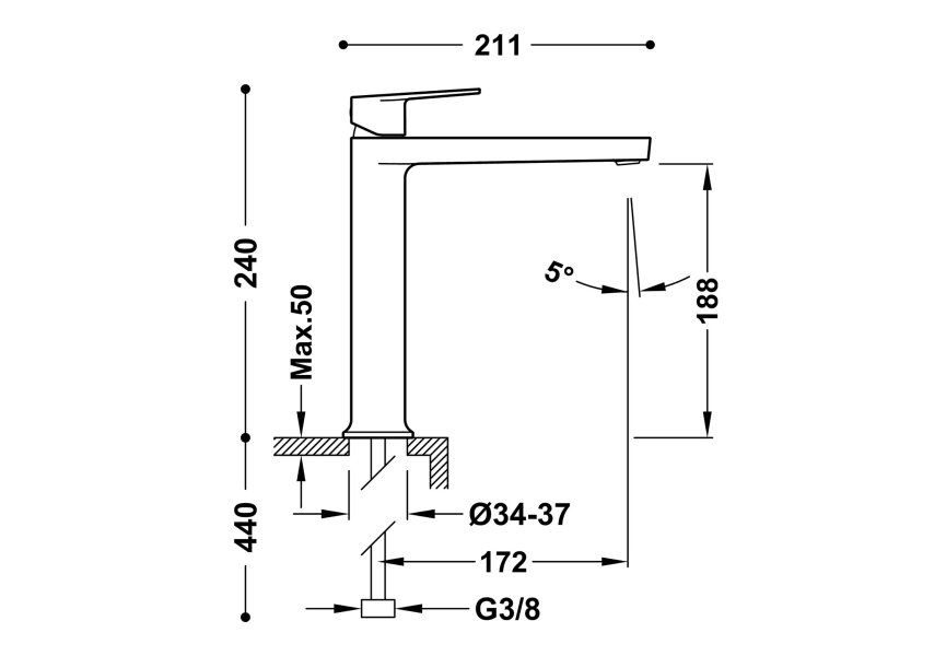 Robinetterie de lavabo Project Tres croquis 12