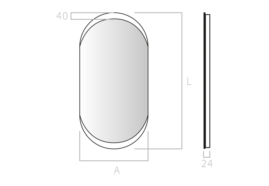 Miroir de salle de bains avec éclairage LED Pol Bruntec croquis 2