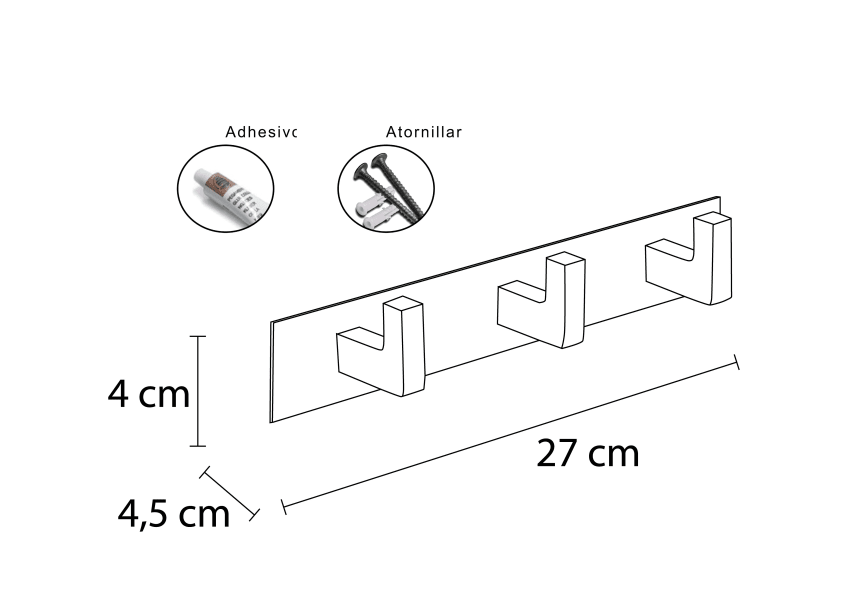 Cintre triple Mediterránea de baño Glass croquis 1