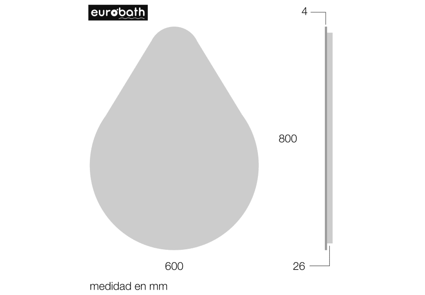 Eurobath Miroir de salle de bain avec LED Rain light croquis 6