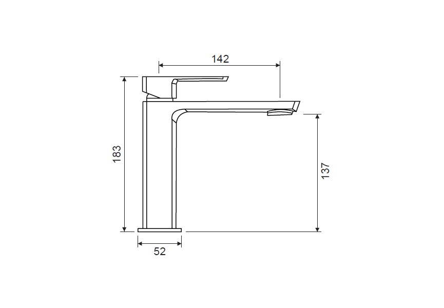 Mitigeur de lavabo Yanet Lluvibath croquis 3