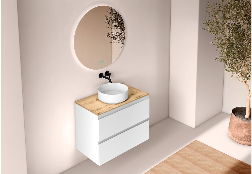 Meuble de salle de bains avec plan de toilette en bois Roma Bruntec principal 4