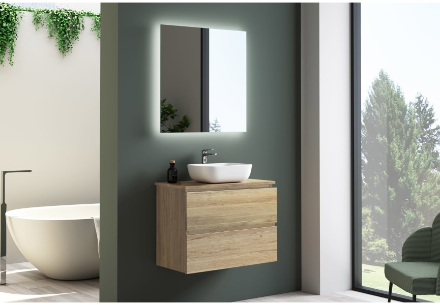 Meuble de salle de bains avec plan de toilette en bois Roma Bruntec principal 8