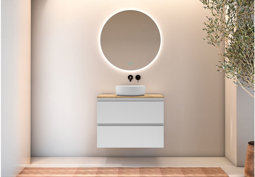 Meuble de salle de bains avec plan de toilette en bois Roma Bruntec principal 3