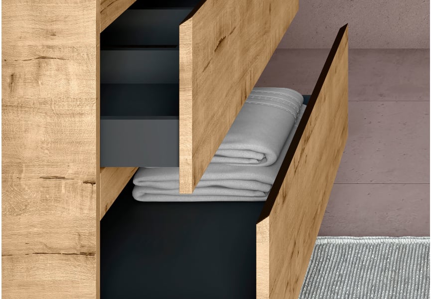 Meuble de salle de bains avec plan de toilette en bois Roma Bruntec détail 11