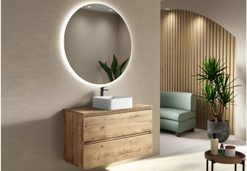 Meuble de salle de bains avec plan de toilette en bois Roma Bruntec principal 0