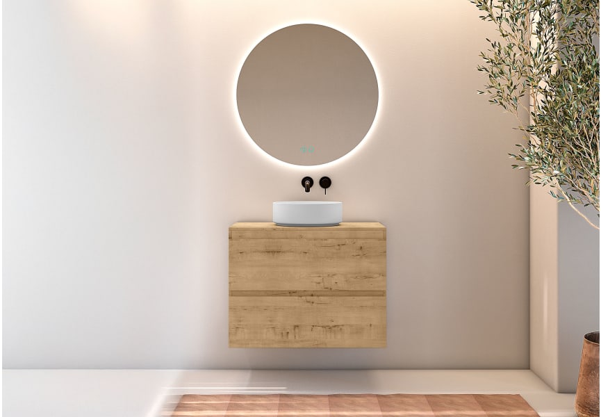 Meuble de salle de bains avec plan de toilette en bois Roma Bruntec principal 2